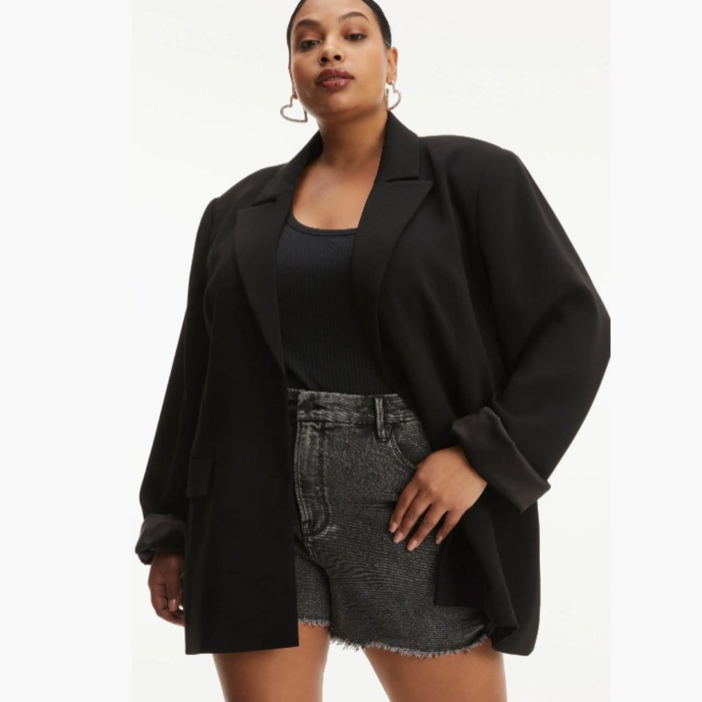 Good American Drapey Boyfriend Blazer Black sz 5/6 (2x/3x) NWT